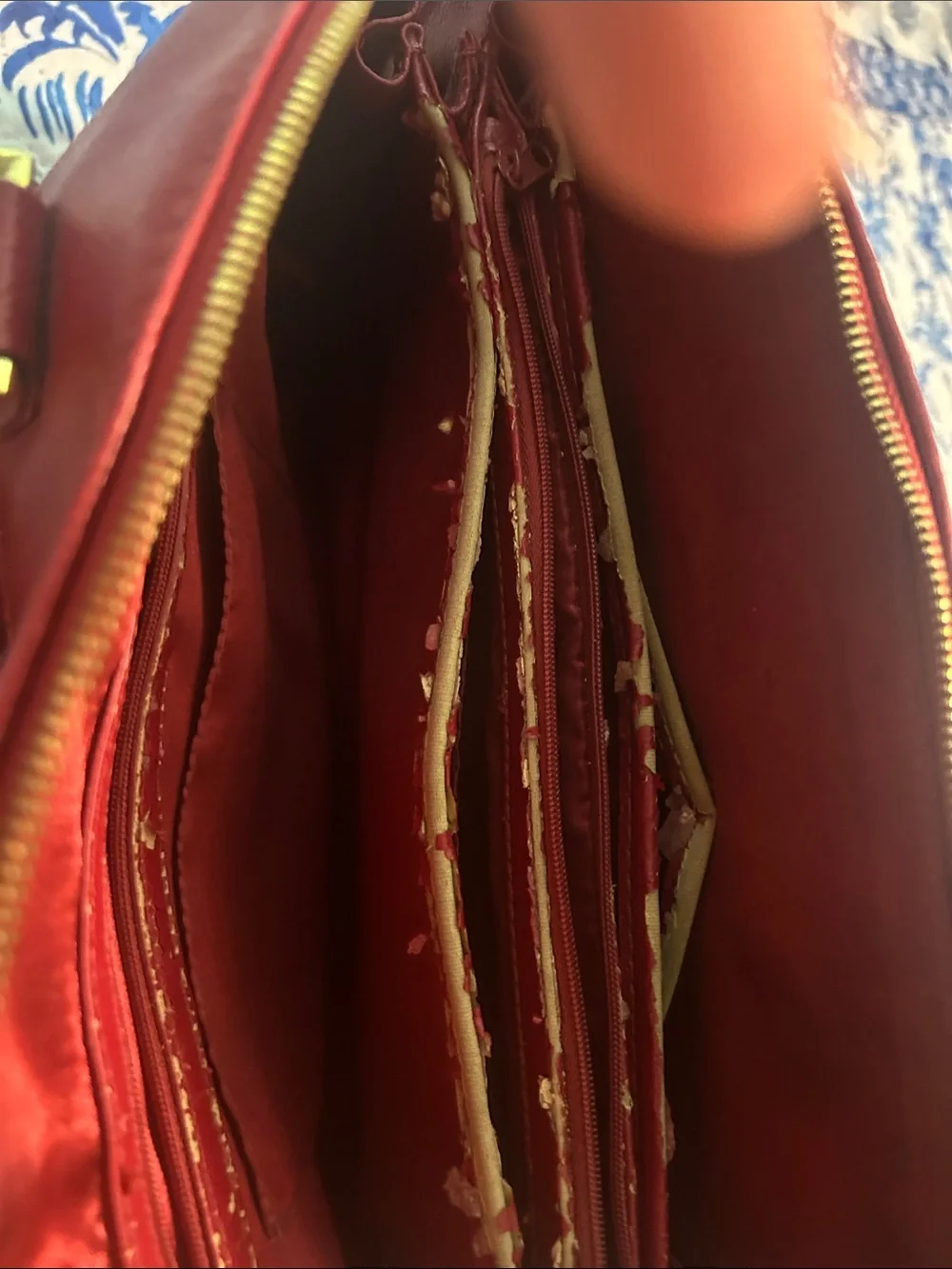 Joy & Iman Burgundy Dome Satchel with Gold Hardware